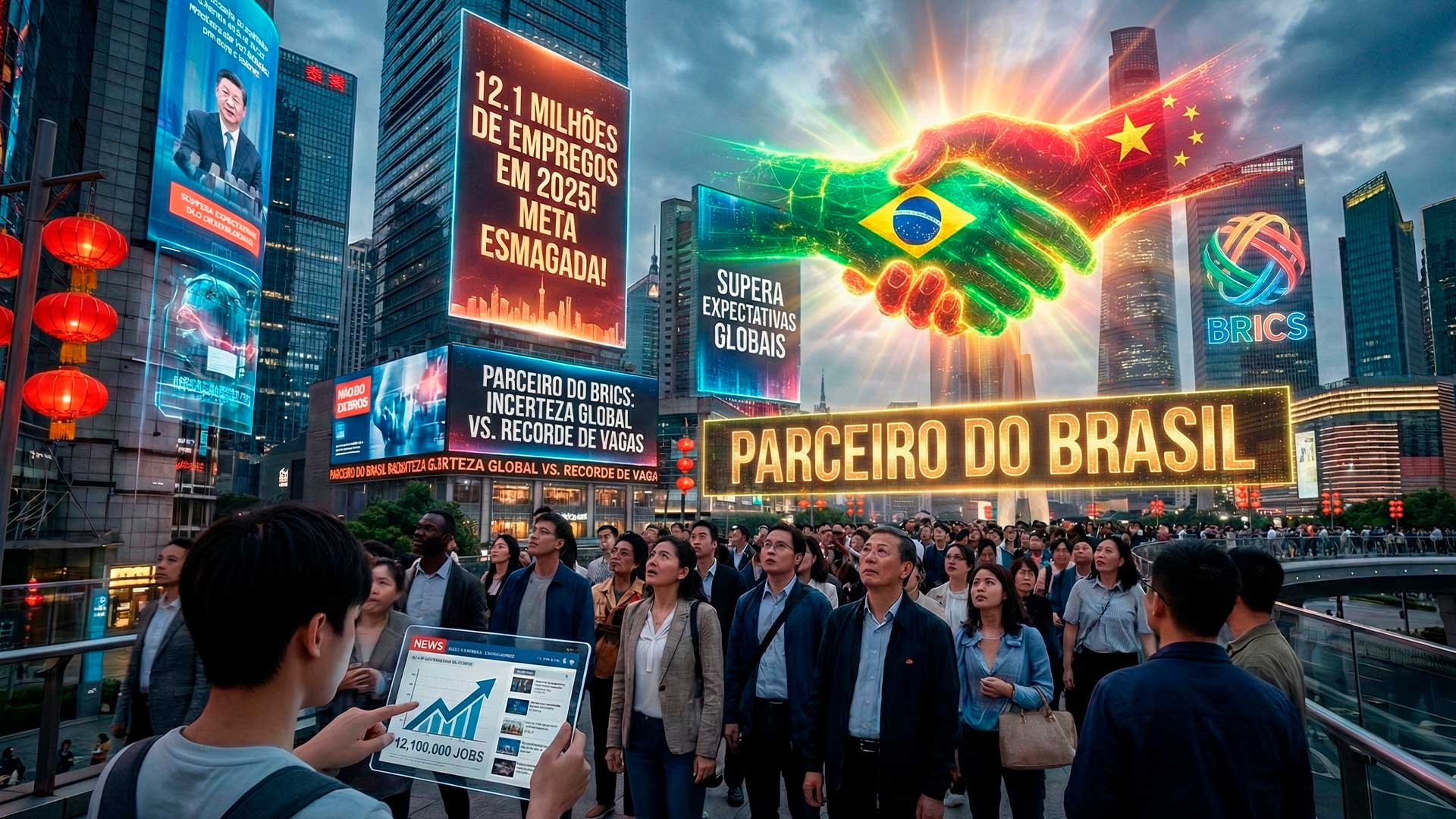Parceiro do Brasil no BRICS enfrenta incerteza global, mas cria 12,1 milhões de empregos em 2025 e supera a meta antes do fim do ano, China registra desemprego médio de 5,2%
