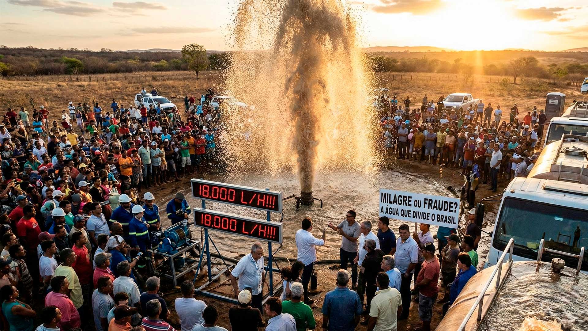 Poço artesiano no sertão da Bahia chama atenção ao fornecer 18 mil litros de água por hora e rende debate sobre técnica, medição e licenças na perfuração de poços artesianos no Brasil