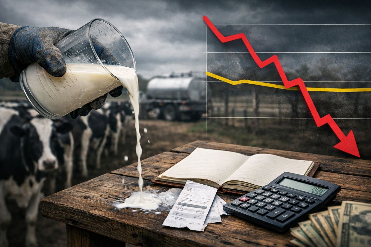 preço do leite despenca no Brasil e mostra 10 vacas leiteiras com 6 mil litros de leite, lucro de 5 mil reais e custo de produção do leite no limite da roça.