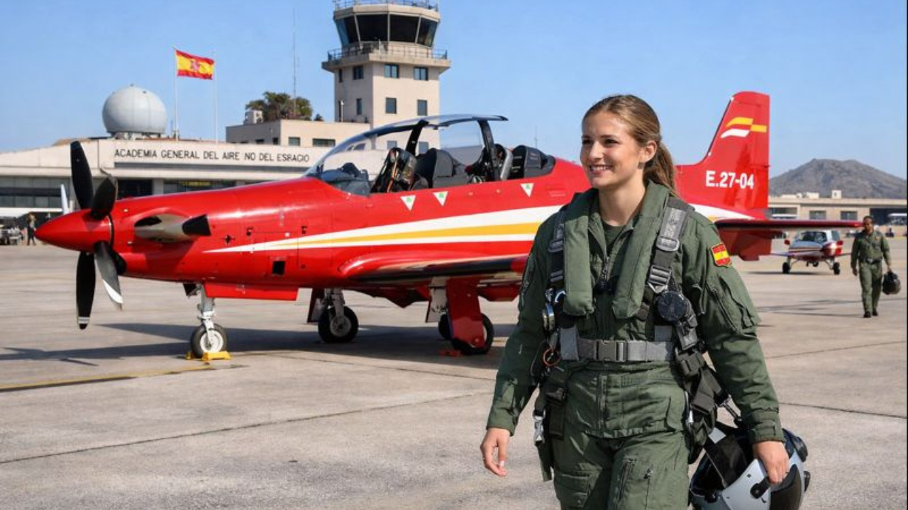 Formação militar da Princesa das Astúrias avança com voo independente no Exército do Ar da Espanha, na Academia Geral do Ar e do Espaço.