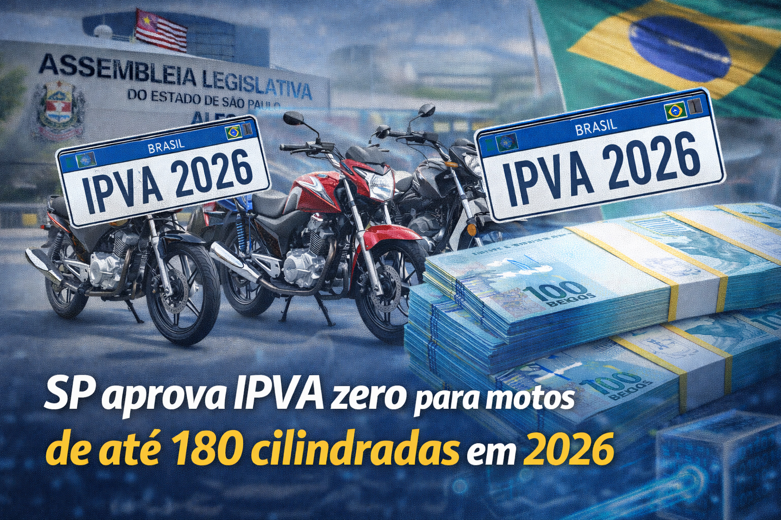 Vai sobrar dinheiro no bolso? SP aprova IPVA zero para motos até 180 cilindradas