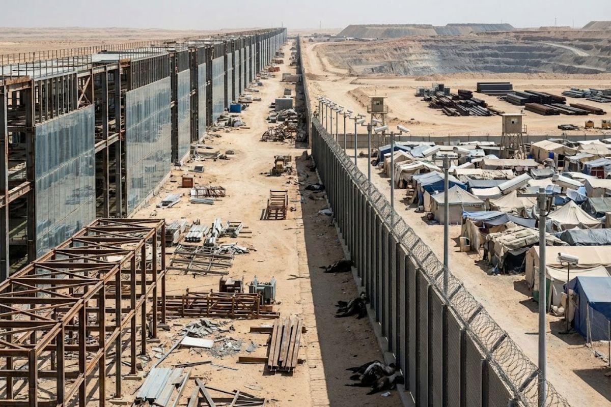 megacidade de vidro na Arábia Saudita: análise sobre The Line na NEOM dentro da Visão 2030 detalha cortes, custos e impactos, incluindo vigilância, remoções e denúncias trabalhistas.