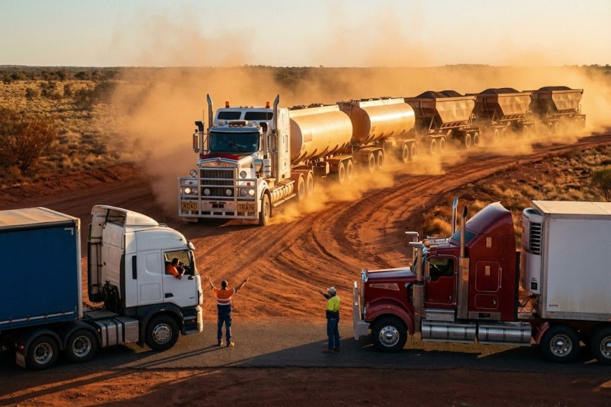 Descubra como caminhões monstro viram trens na estrada no deserto australiano, levando combustível e cargas vitais, e por que esse modelo não se adapta à Europa.