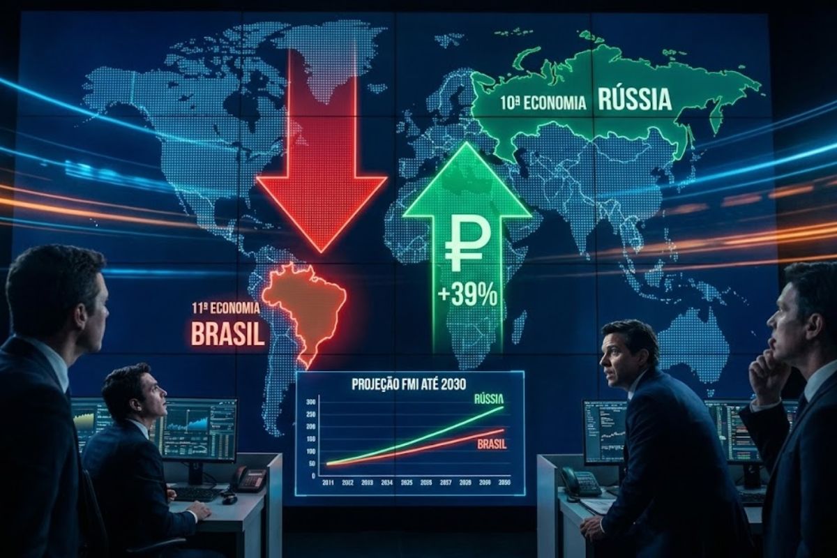 Brasil cai para 11ª economia do mundo em PIB em dólar após avanço da Rússia e projeções do FMI, revelando impacto do câmbio nas posições globais
