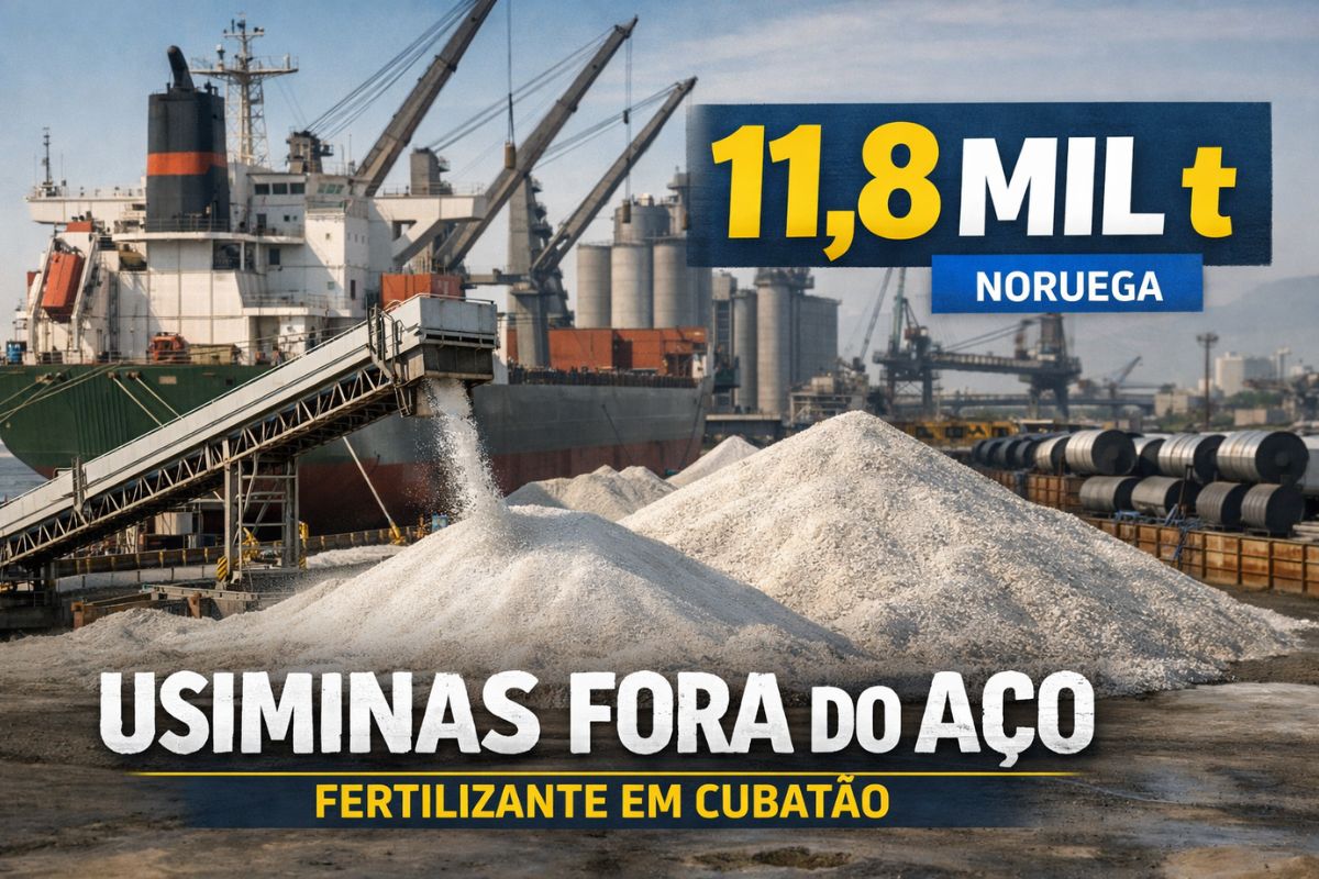 Usiminas estreia com fertilizante em Cubatão; terminal marítimo reforça logística e reação da siderurgia brasileira à pressão das importações.