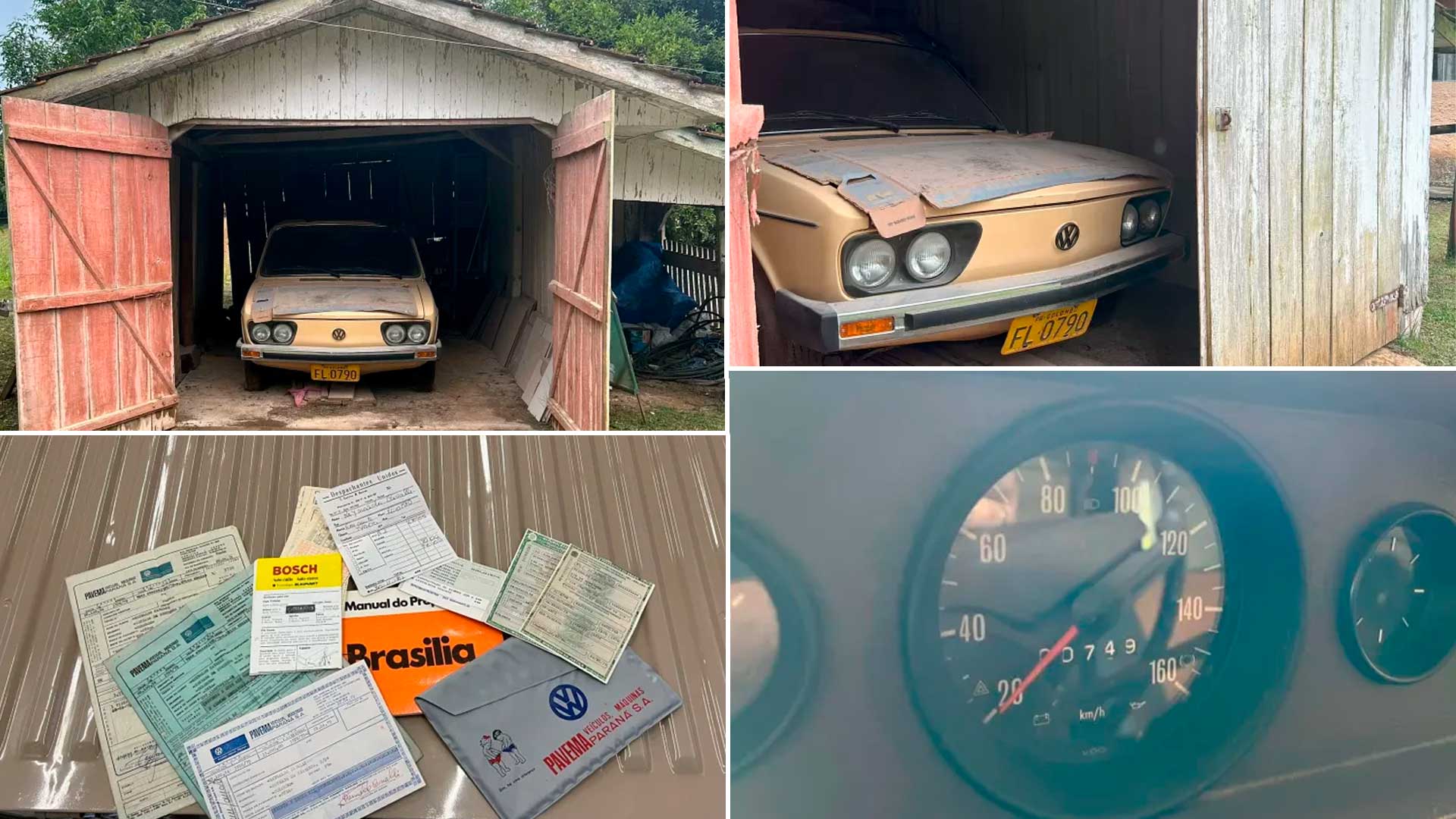VW Brasília quase 0 km de 1979 fica 41 anos intocada em celeiro abandonado por família; dona só usou o carro por poucos anos para ir a igreja e ao mercado