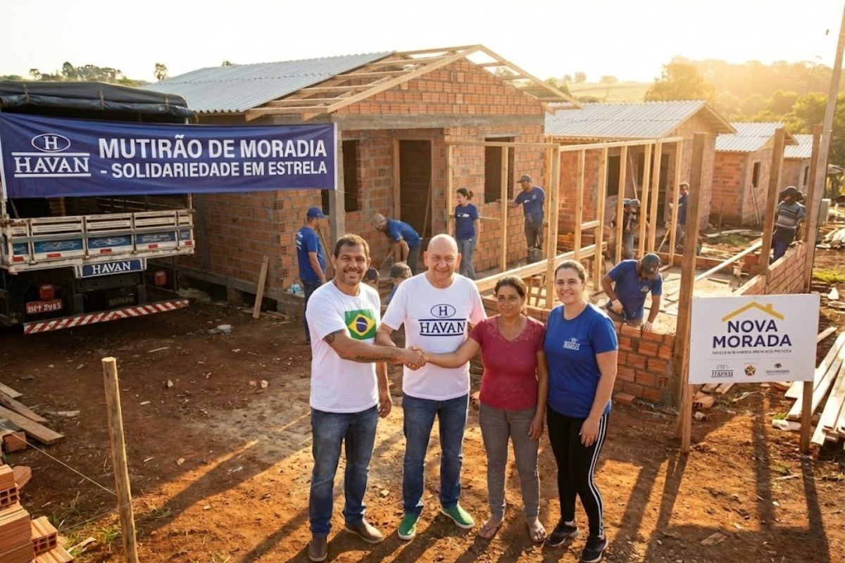 Luciano Hang, Havan e Minotauro ampliam projeto de moradia em Nova Morada (Estrela), com novas casas e apoio solidário às famílias locais.