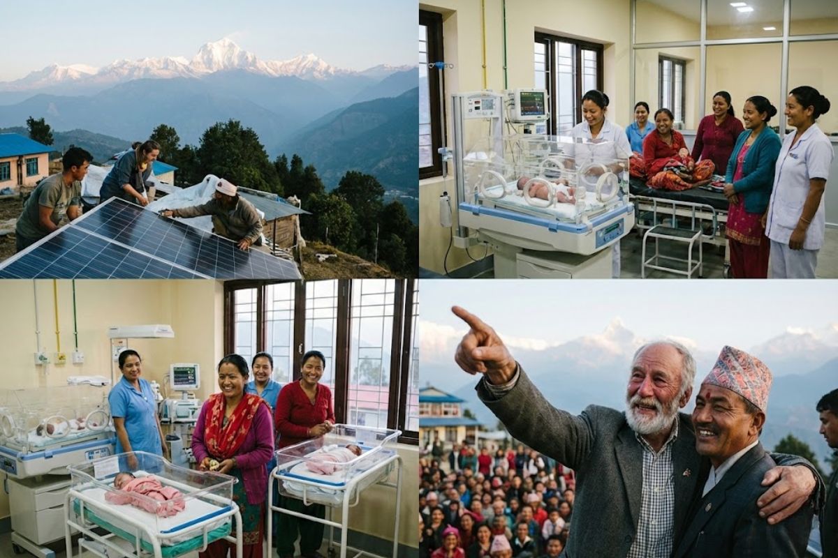 Voluntários levam energia solar ao Nepal, criam maternidade moderna e hospital funcional nas montanhas, transformando vidas com solidariedade e inovação.