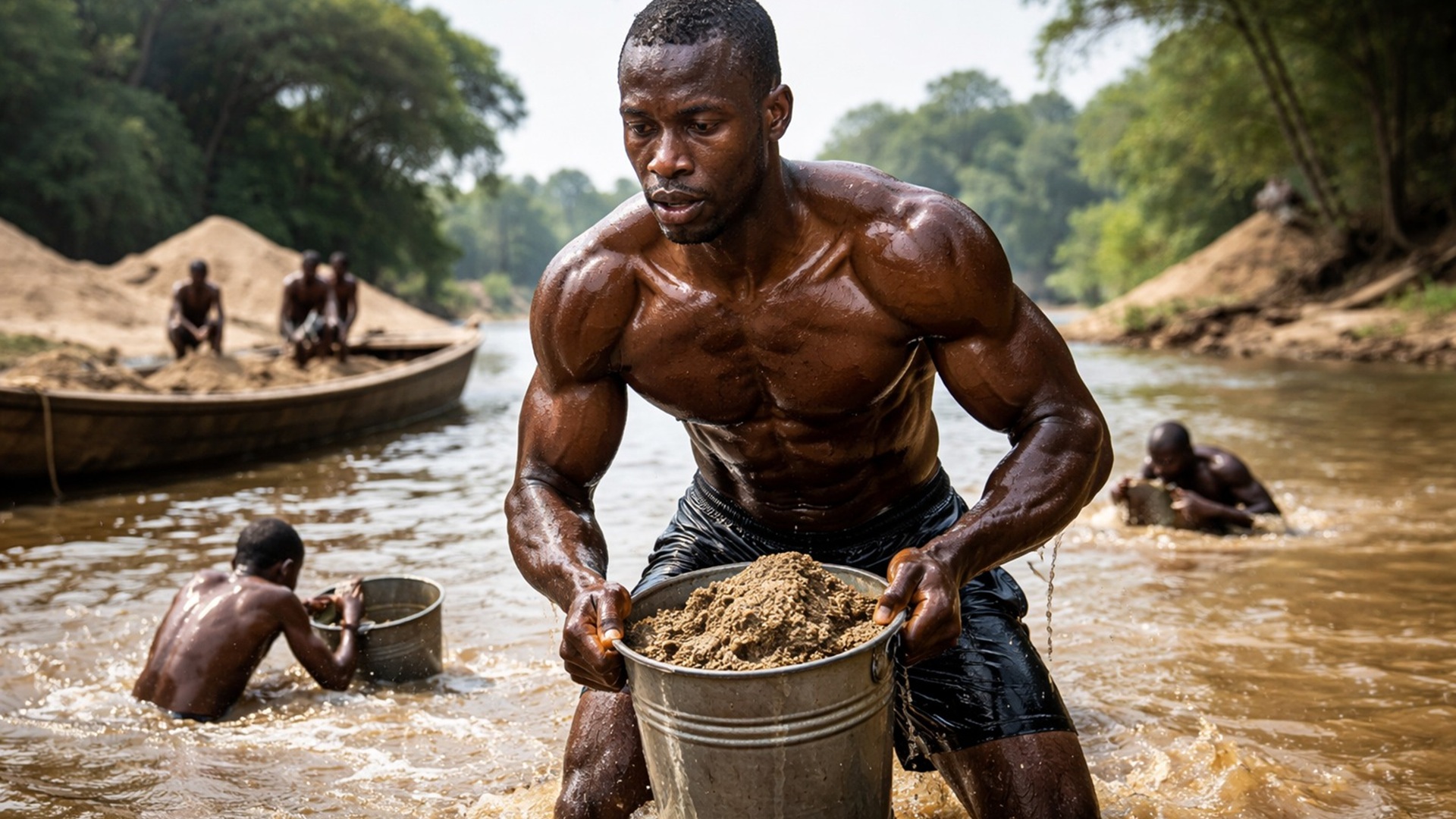 Mergulhadores fazem até 300 descidas diárias em rios para extrair areia vital ao concreto, enfrentando riscos e baixa renda.