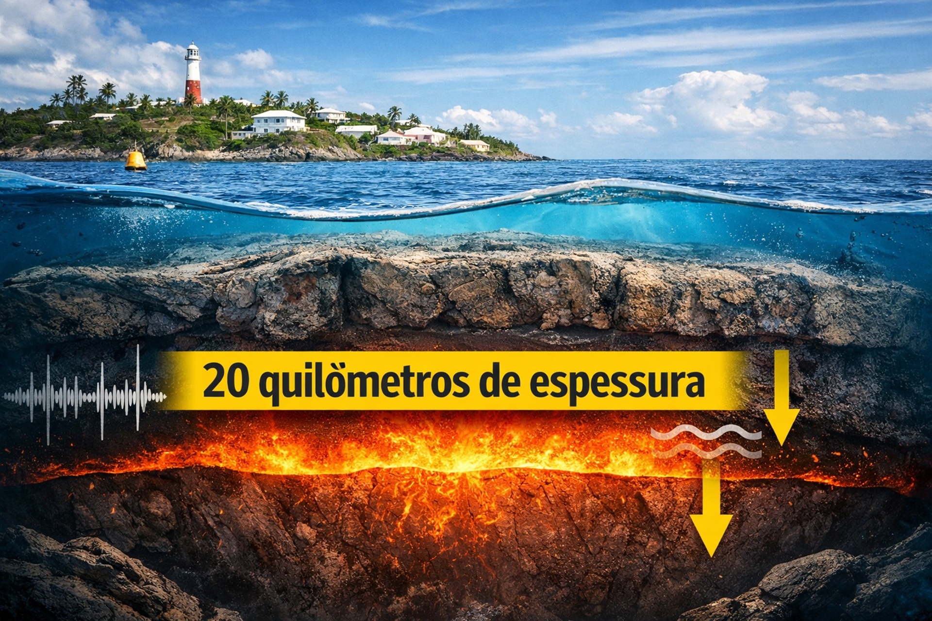 Camada rochosa de 20 km sob as Bermudas, detectada por 396 terremotos, explica elevação oceânica estável há mais de 30 milhões de anos