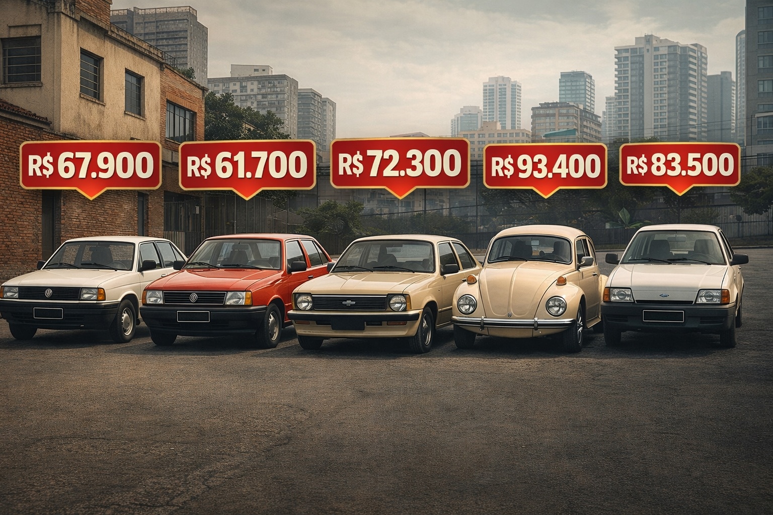 Gol, Uno, Chevette, Fusca e Escort: se os carros populares dos anos 1980 fossem vendidos hoje, quanto eles custariam com valores corrigidos?