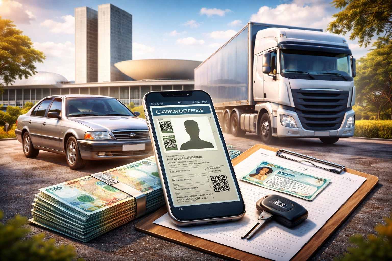 IPVA zerado em 2026, CNH digital gratuita, renovação automática e crédito de R$ 6 bilhões para caminhões reduzem custos dos motoristas.