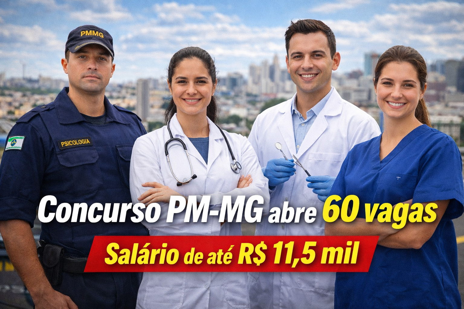 Quer estabilidade e boa remuneração? Concurso da PM de Minas abre 60 vagas com salário de R$ 11,5 mil