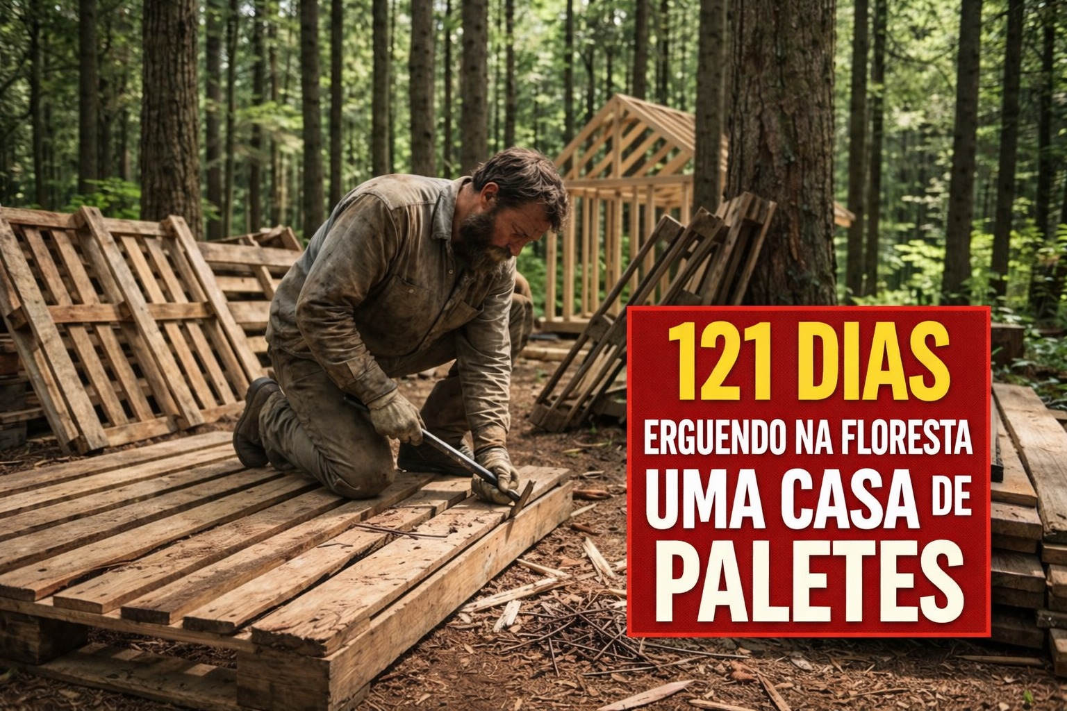 Casa de paletes, paletes, cabana, Floresta