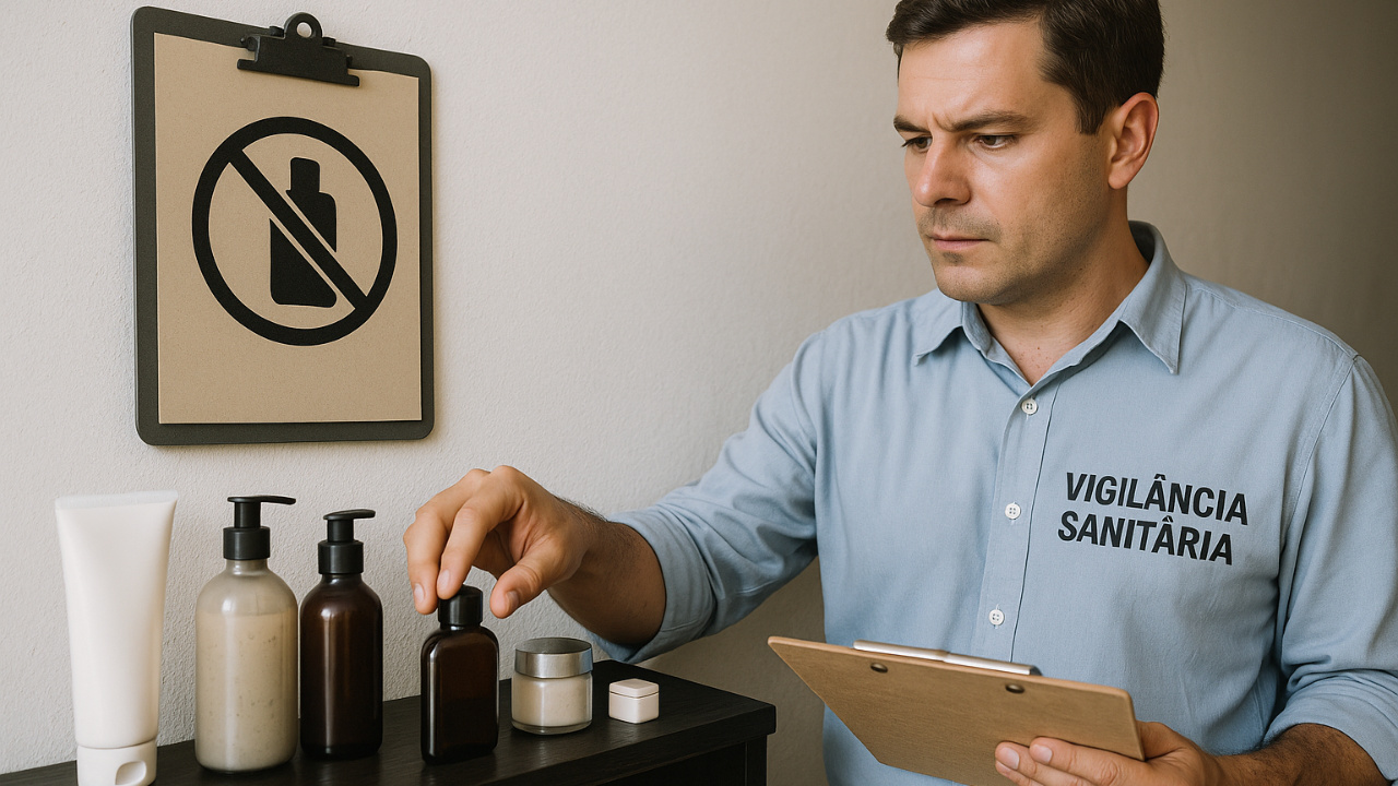 Cosméticos proibidos pela Anvisa por falta de registro acendem alerta da vigilância sanitária sobre riscos à segurança do consumidor.