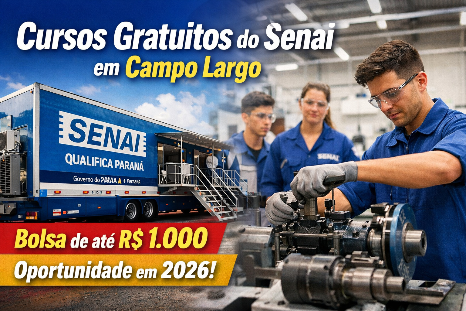 Quer se qualificar em 2026? Cursos gratuitos do Senai em Campo Largo pagam até R$ 1 mil
