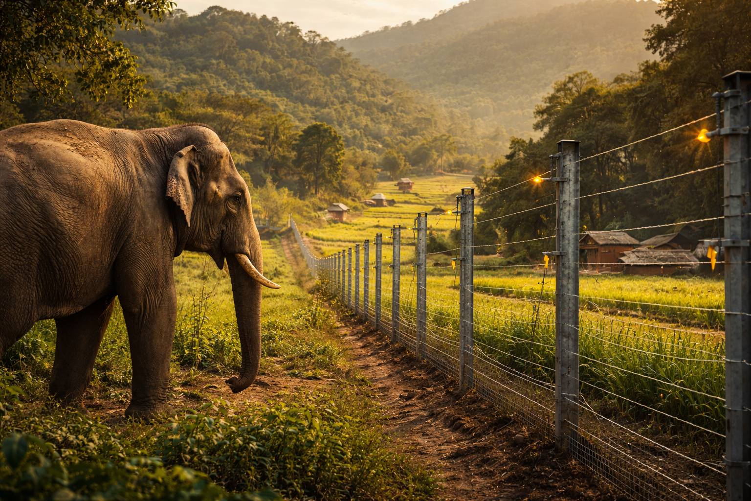 Índia instala cercas físicas e eletrificadas com trechos que chegam a mais de 18 km para conter elefantes selvagens, proteger vilas e lavouras e transformar um conflito histórico com a megafauna em solução de engenharia territorial