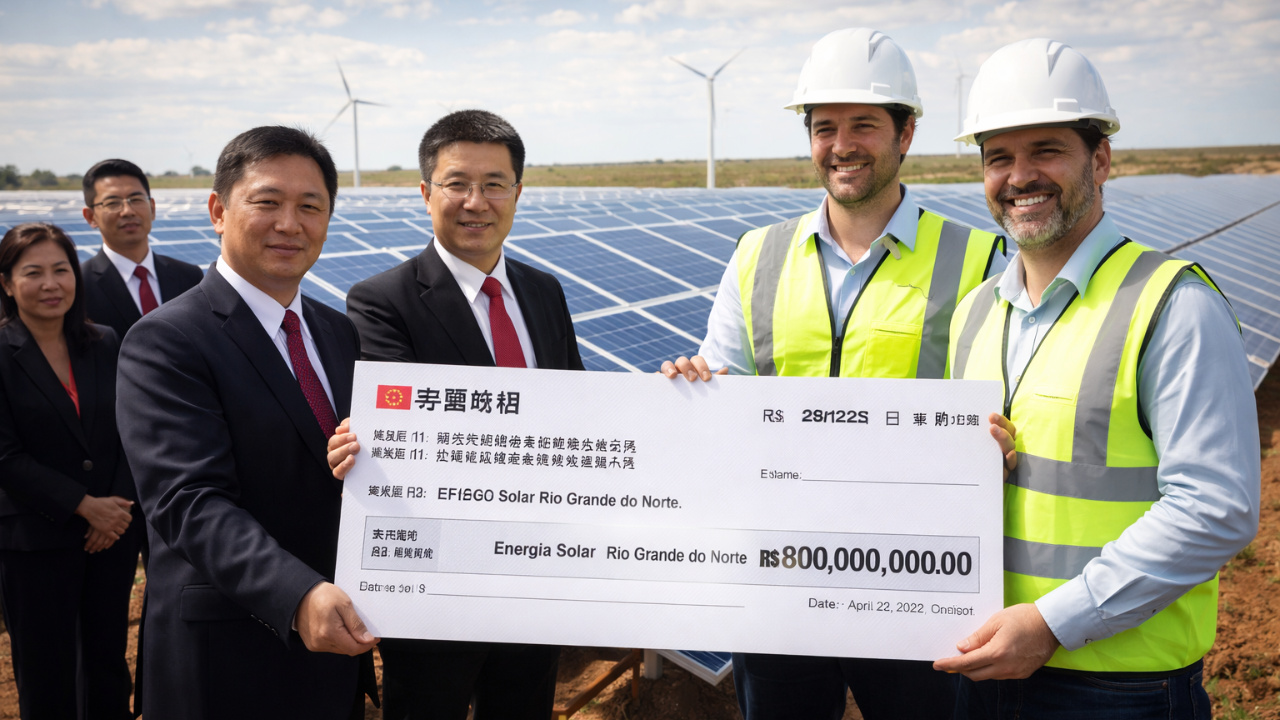 Grupo chinês confirma investimento de R$ 800 milhões em energia solar no Rio Grande do Norte, com geração de empregos e integração a parques eólicos já existentes.