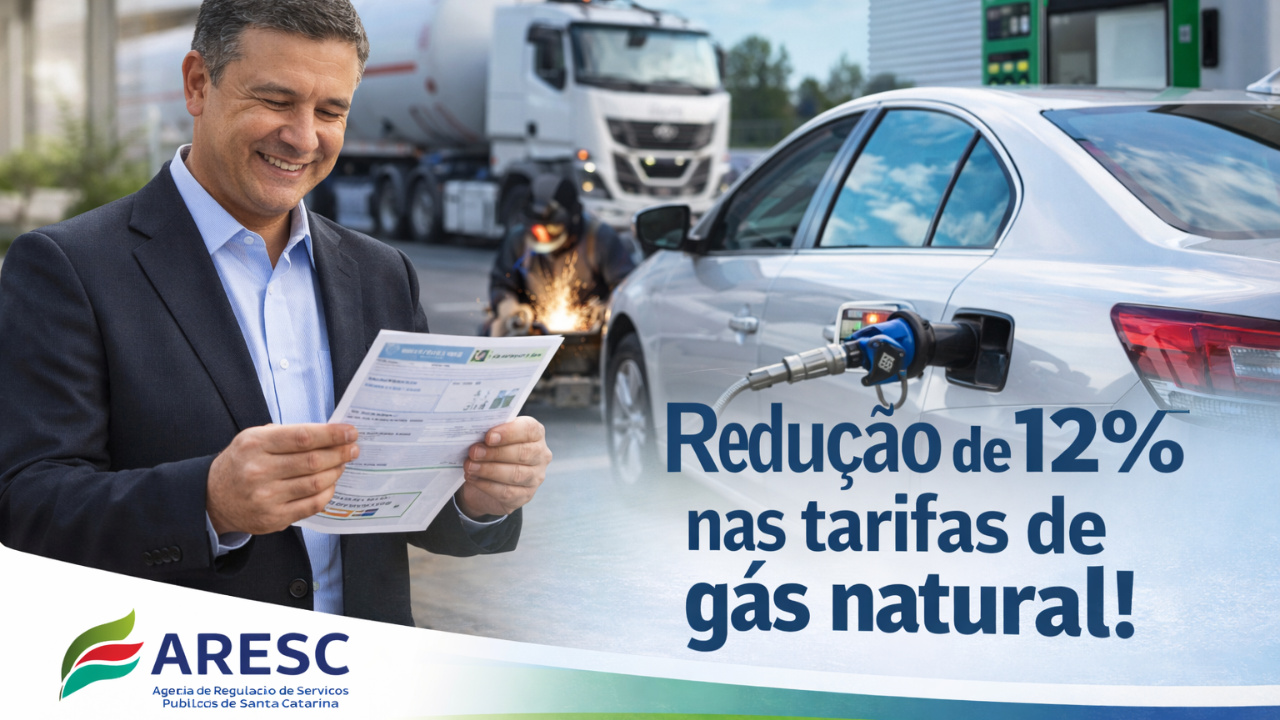Santa Catarina inicia 2026 com redução média de 12% nas tarifas de gás natural, beneficiando setores industrial, residencial, comercial e automotivo.