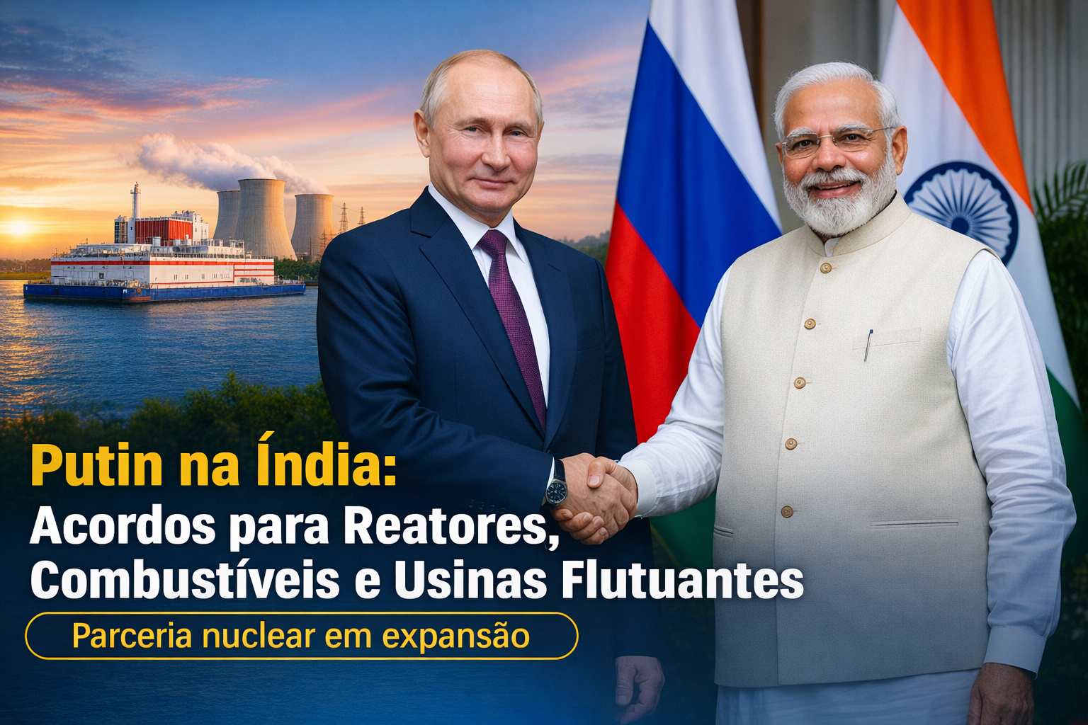 Geopolítica: Visita de Putin à Índia abre caminho para novos reatores, combustíveis e usinas nucleares flutuantes