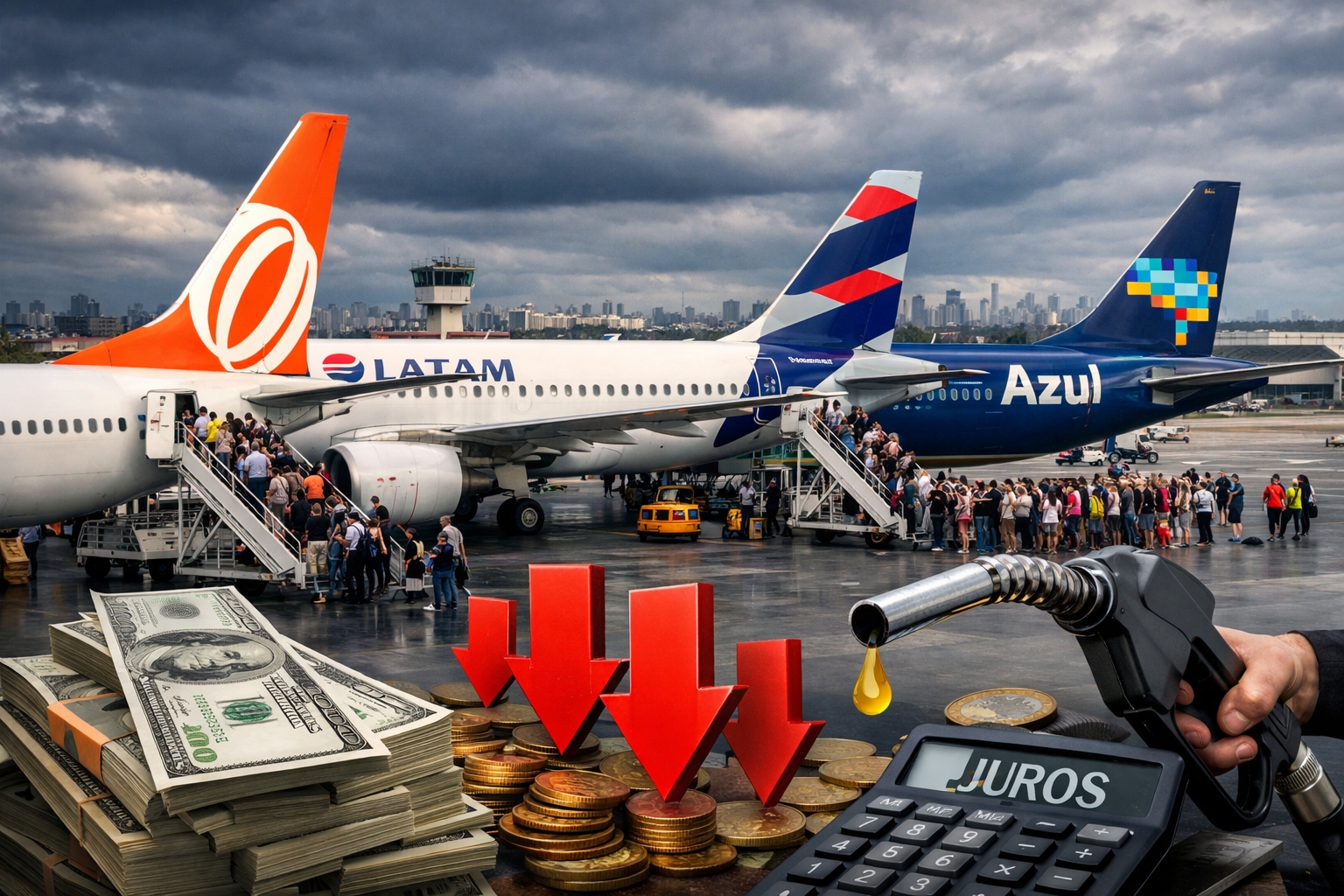 Aviões da Gol, Latam e Azul seguem cheios mas Companhias aéreas brasileiras acumulam R$ 54,7 bilhões de prejuízo em uma crise sem fim e seguem pressionadas no mercado por custos em dólar, combustível e juros
