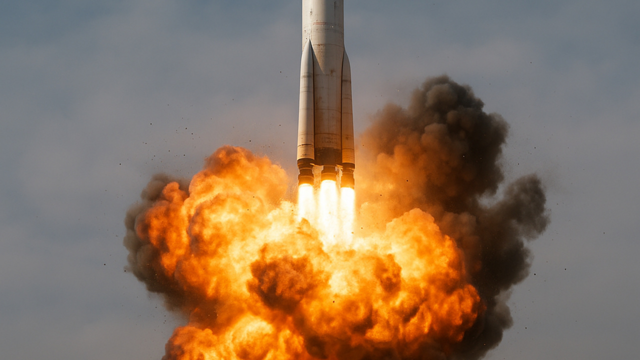 Durante uma missão inédita, o foguete reutilizável chinês explode no primeiro teste orbital e frustra o pouso planejado.