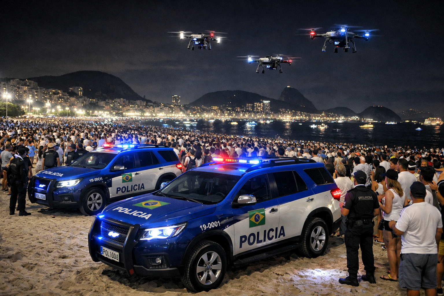 segurança reforçada no Réveillon em Copacabana com tecnologia policial avançada