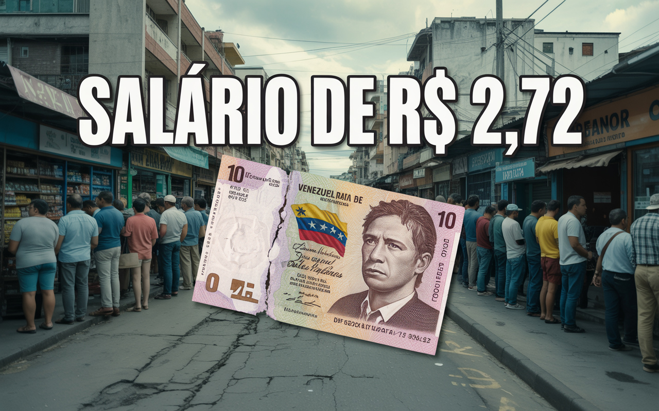 Com salário mínimo equivalente a apenas R$ 2,72 por mês, a Venezuela atinge um dos menores rendimentos formais do planeta e expõe o colapso do poder de compra da população