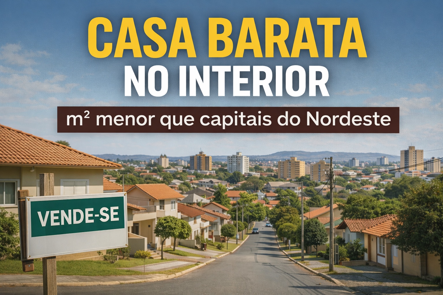 Com metro quadrado mais barato que capitais do Nordeste, uma cidade do interior se destaca como opção acessível para comprar casa, mostra levantamento da Fipe