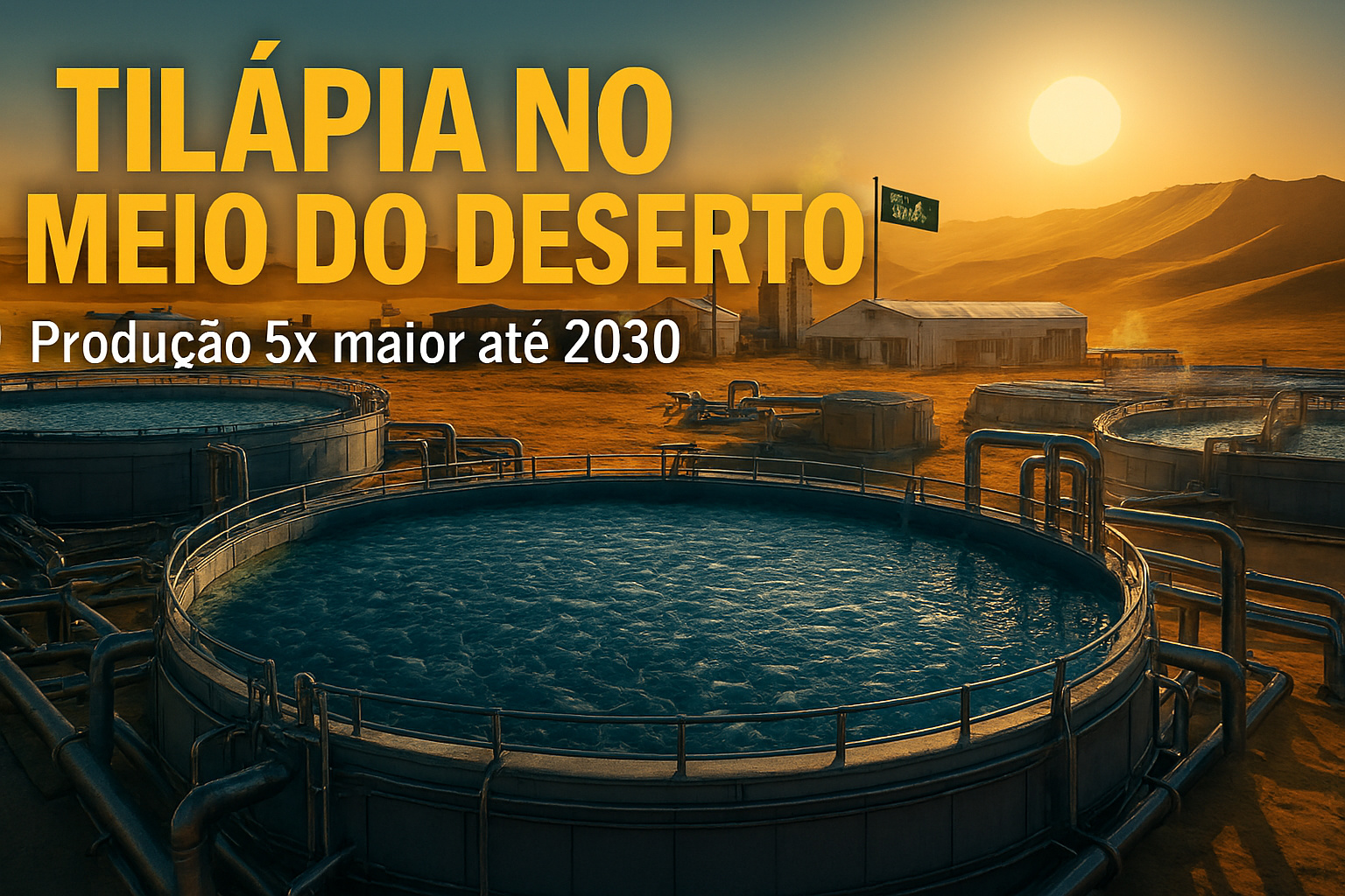 No meio do deserto, com tanques de água dessalinizada e produção em ambiente fechado, a Arábia Saudita cria megaprojeto de tilápia para multiplicar por 5 sua produção até 2030 e entrar na elite mundial da aquicultura