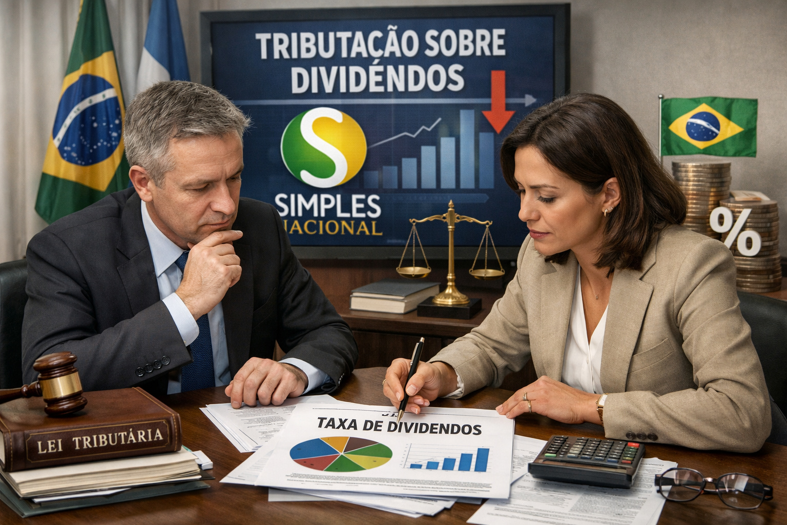 Empresários analisam mudanças na tributação de dividendos do Simples Nacional após nova lei.