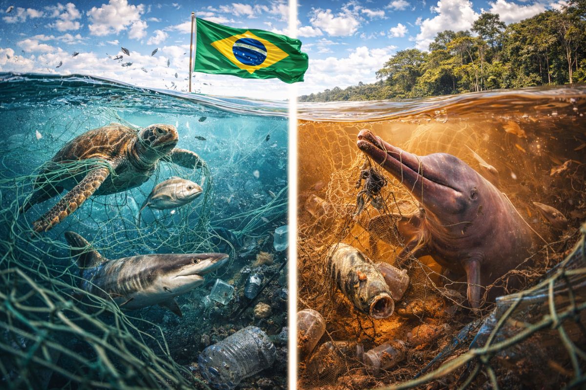 25 milhões de animais marinhos sofrem com pesca fantasma no Brasil todo ano, redes perdidas matam espécies, espalham plástico por séculos e já afetam até rios da Amazônia (3)