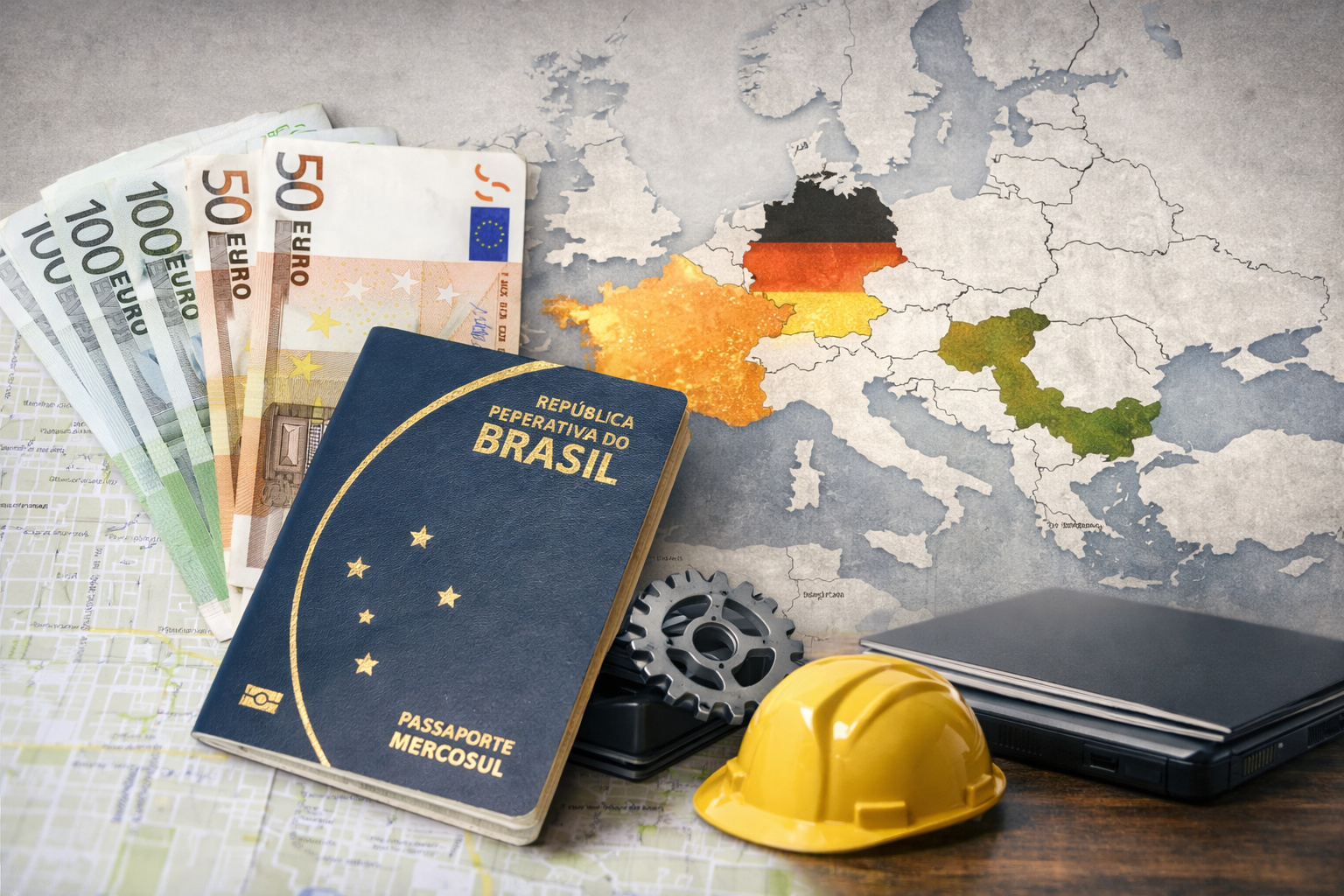 Espanha, Alemanha e Itália flexibilizam regras e ampliam vistos de trabalho para estrangeiros, incluindo brasileiros. (Imagem: I.A)