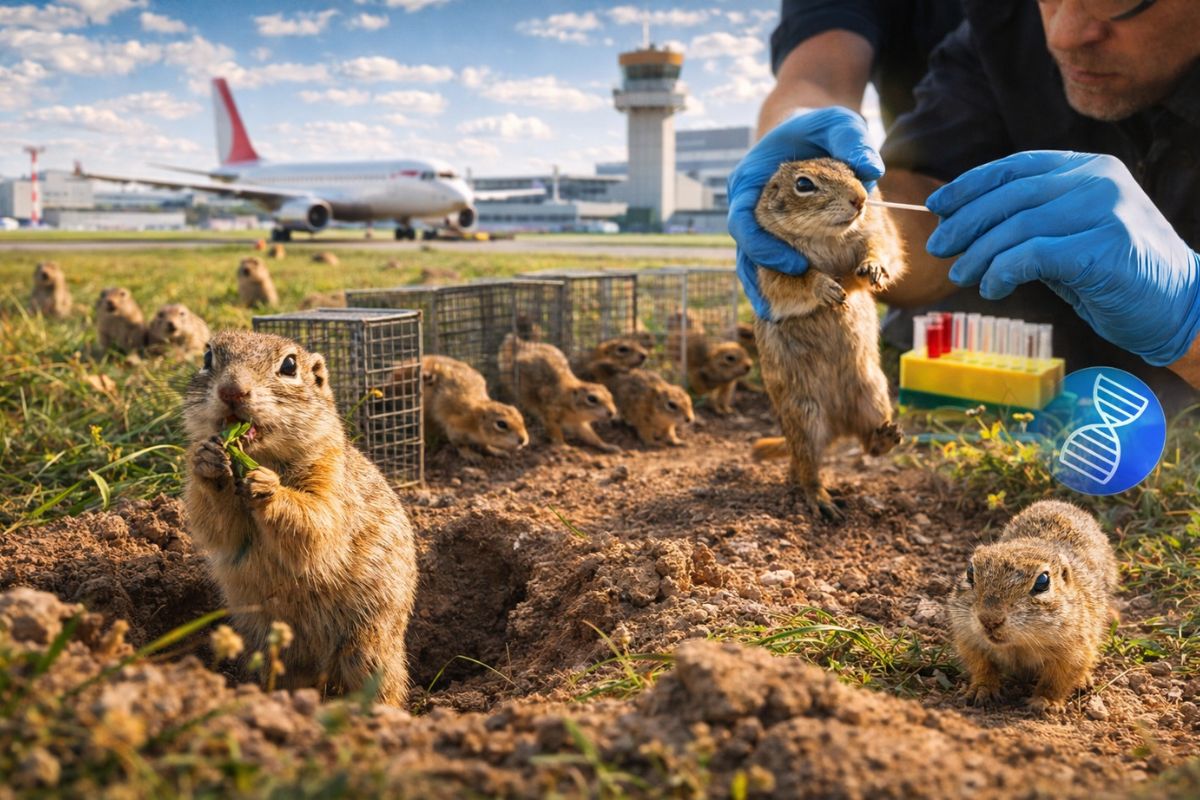 800 esquilos souslik europeus viram “refugiados” de aeroportos após queda de 99% em 50 anos na Eslováquia, projeto captura, coleta DNA, marca, cria novas colônias