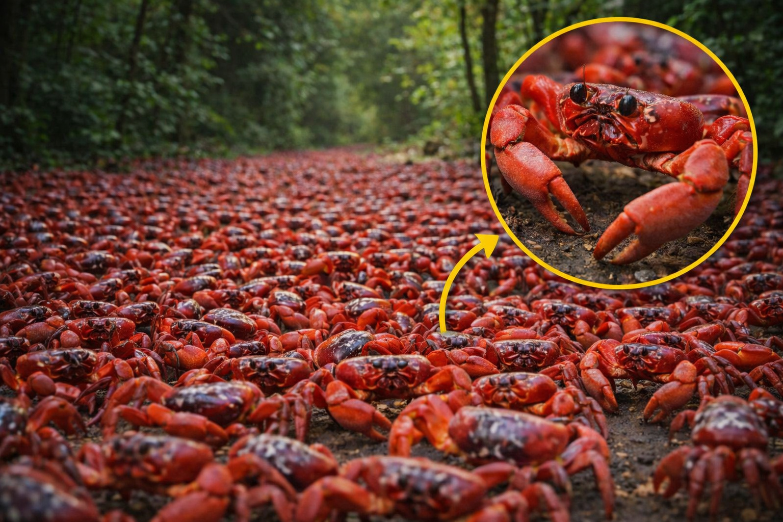 A migração de milhões de caranguejos vermelhos nas Ilhas Christmas remove a serrapilheira, altera o solo, molda florestas e revela uma engenharia ecológica que cientistas vêm monitorando há décadas
