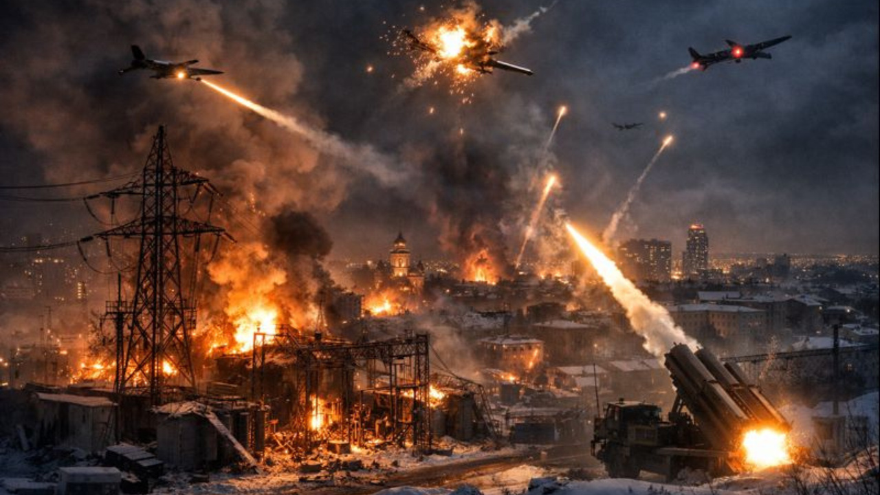 Ataque de drones russos amplia apagões na Ucrânia e ocorre enquanto avançam negociações de paz EUA-Ucrânia.