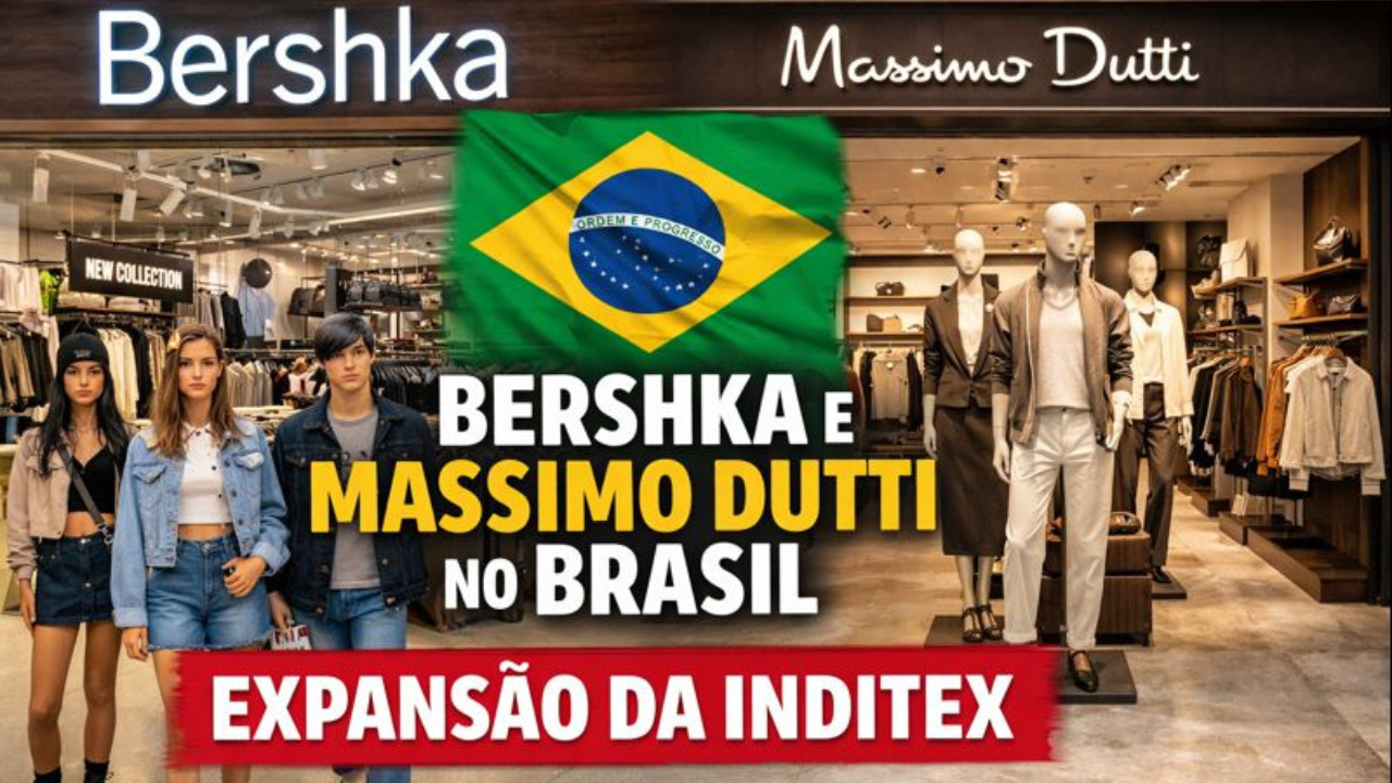 Bershka no Brasil estreia em São Paulo em 2026. Inditex amplia presença com Massimo Dutti e reforça aposta nas marcas espanholas.