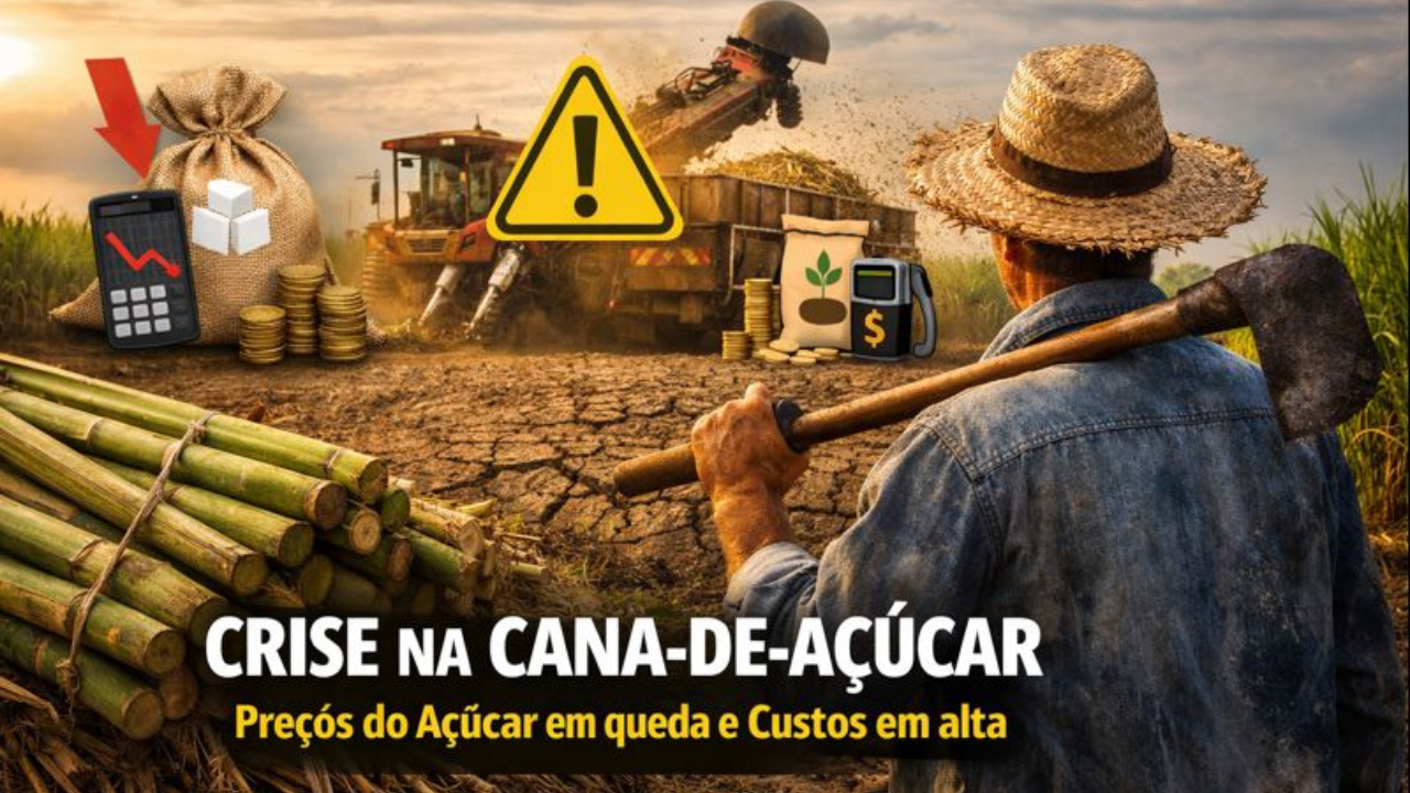 Cana de açúcar enfrenta desinvestimento com preços do açúcar em queda e custos de produção agrícola elevados.