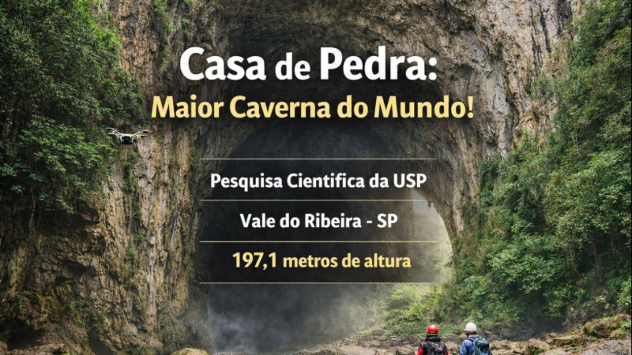 Pesquisa científica confirma que a Casa de Pedra, no Vale do Ribeira, é a maior caverna do mundo em altura de entrada.