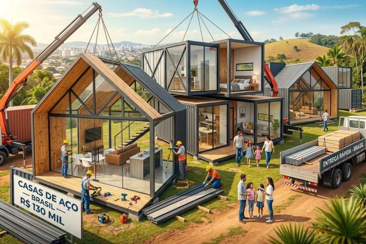 Casas pré-montadas ganham espaço com casas pré-fabricadas de aço, design modular e preço baixo, desafiam a construção tradicional e levantam dúvidas sobre normas municipais