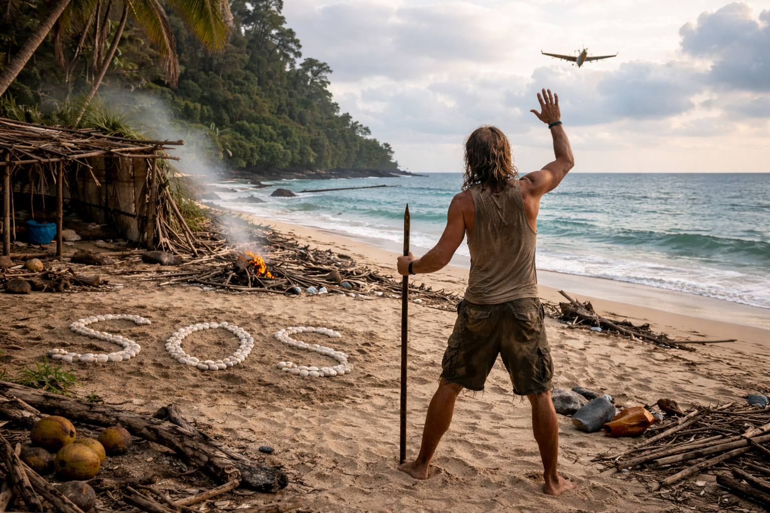 Homem isolado em ilha deserta acena para avião após nove anos de sobrevivência depois de naufrágio no Pacífico