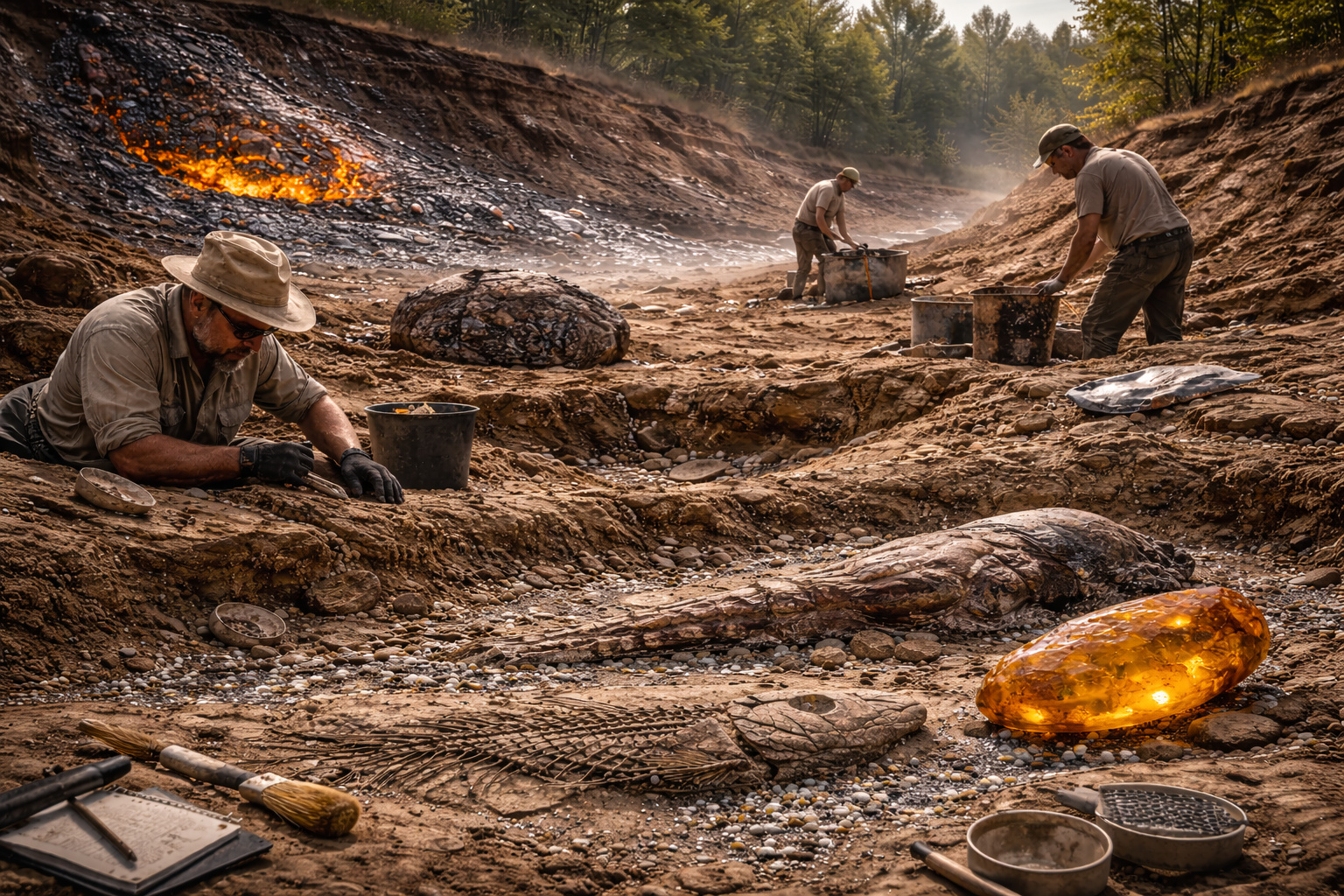 Escavação nos EUA revela fósseis e vestígios do asteroide que provocou a extinção dos dinossauros há 66 milhões de anos.