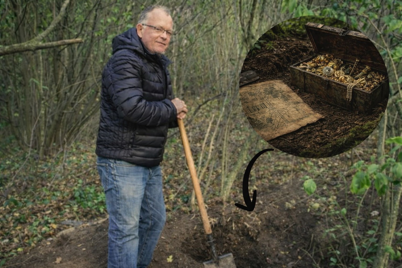 Homem encontra joias da família enterradas há 80 anos ao seguir mapa desenhado pelo pai durante a Segunda Guerra Mundial. (Imagem: Colagem/Reprodução/YouTube/Pen News Archives)