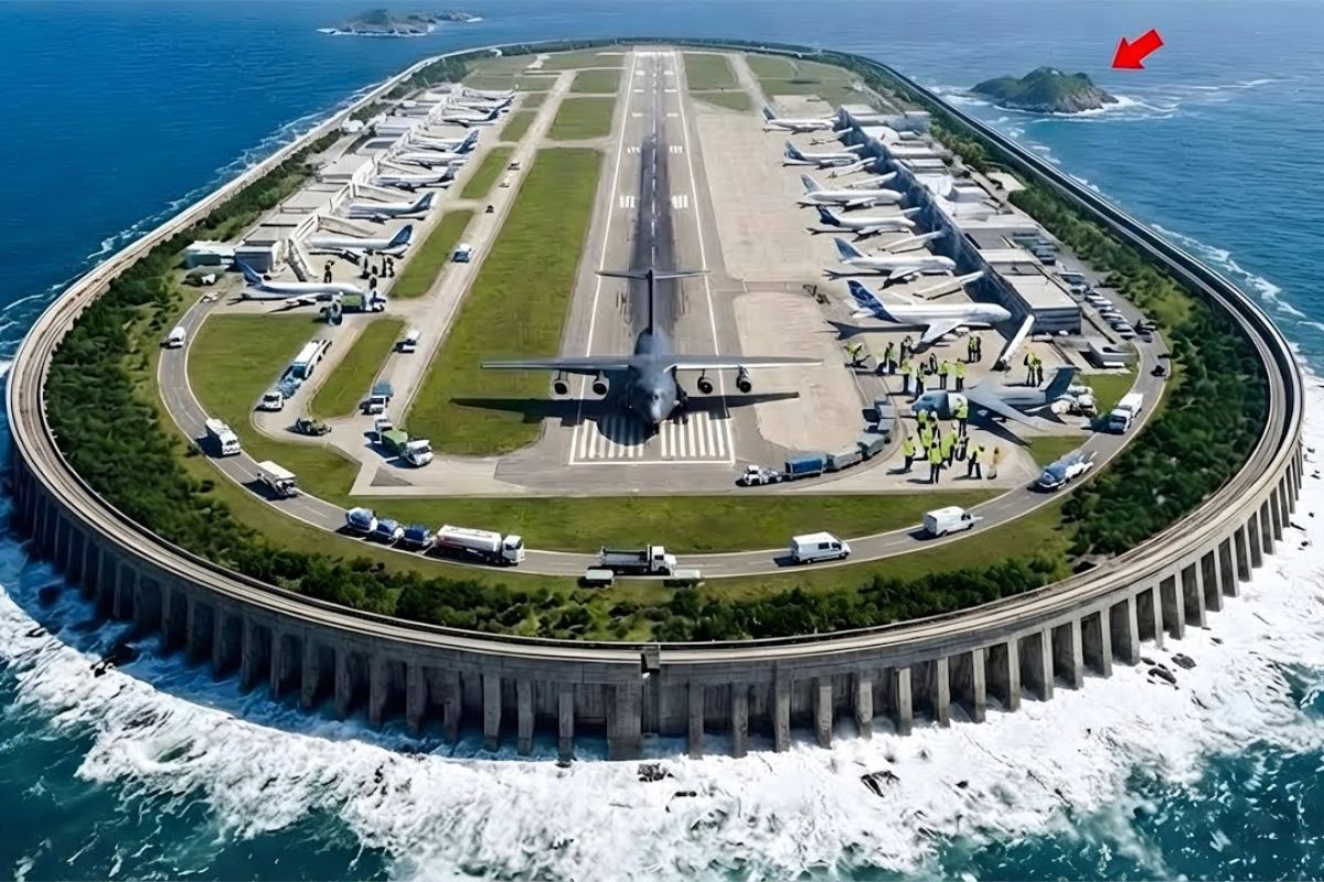 aeroporto impossível na China: ilha artificial enfrenta tufões, solo instável e corrosão para operar no oceano.