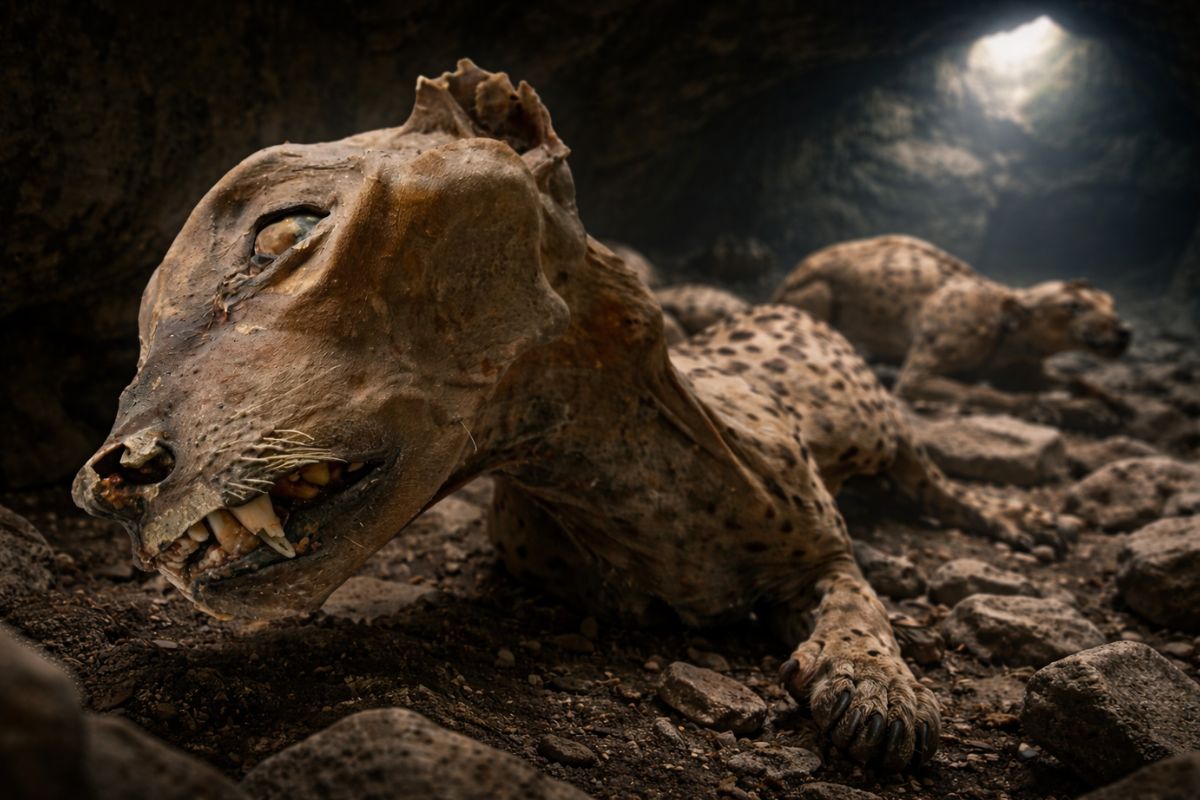 Chitas mumificadas achadas em cavernas da Arábia Saudita revelam DNA antigo que pode permitir reintrodução de chitas após extinção local histórica.