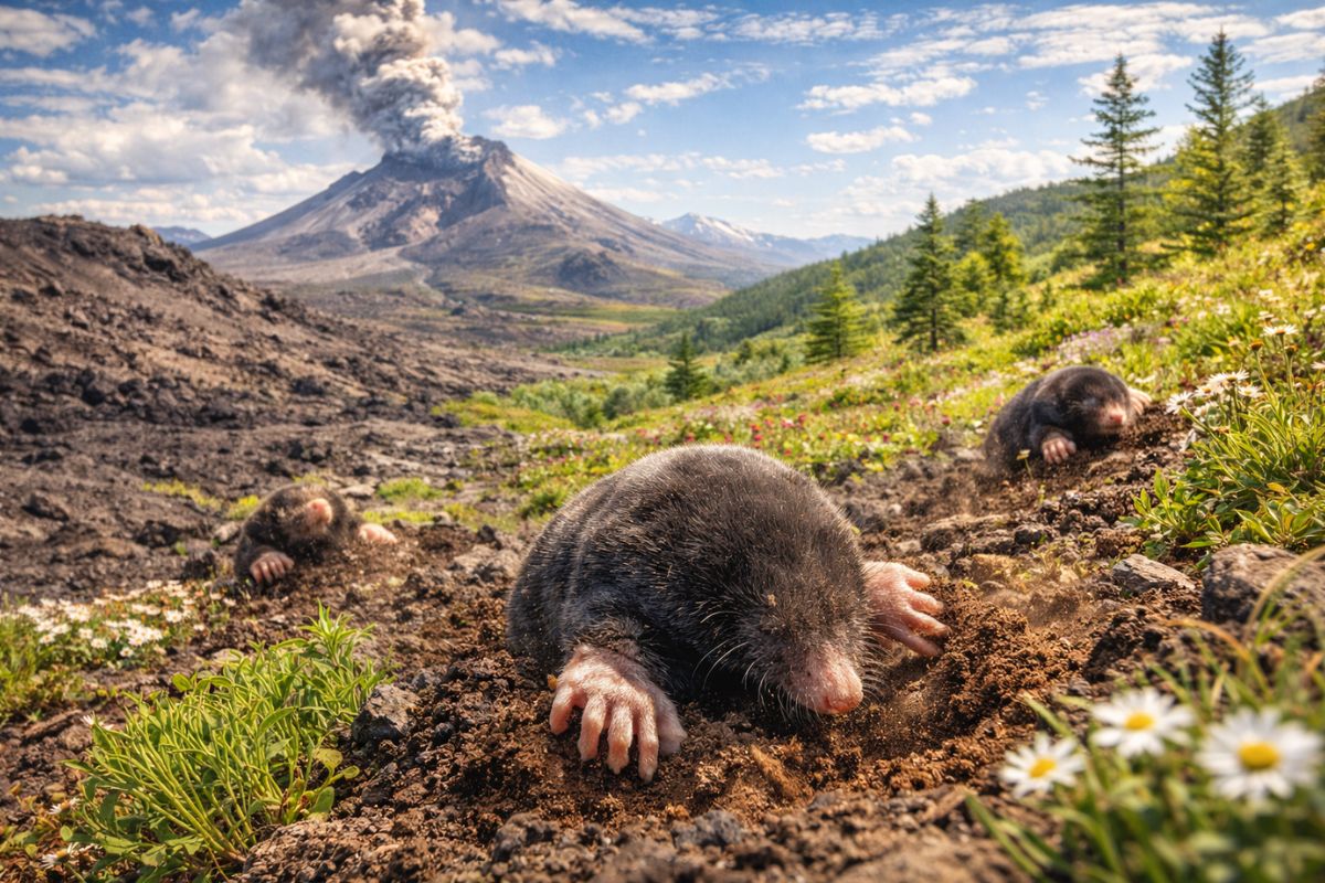 Cientistas soltaram toupeiras em um vulcão devastado; 40 anos depois, elas ainda moldam o solo, a vegetação e a recuperação de um ecossistema que parecia perdido (1)