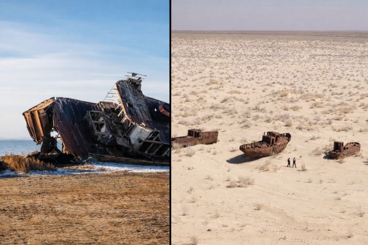 Como decisões humanas transformaram o Mar de Aral, que já foi o quarto maior lago do mundo, em um deserto tóxico em poucas décadas, destruindo ecossistemas
