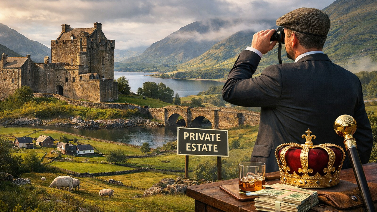 Concentração fundiária mantém latifúndios privados e reforça a desigualdade territorial na Escócia, herança do feudalismo.