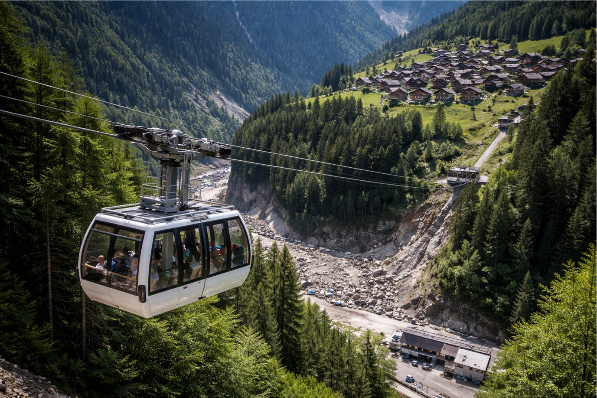 Após ficar isolada por deslizamentos, esta aldeia de montanha construiu em poucos meses um teleférico e passou a transportar pessoas e suprimentos pelo ar para não ficar abandonada