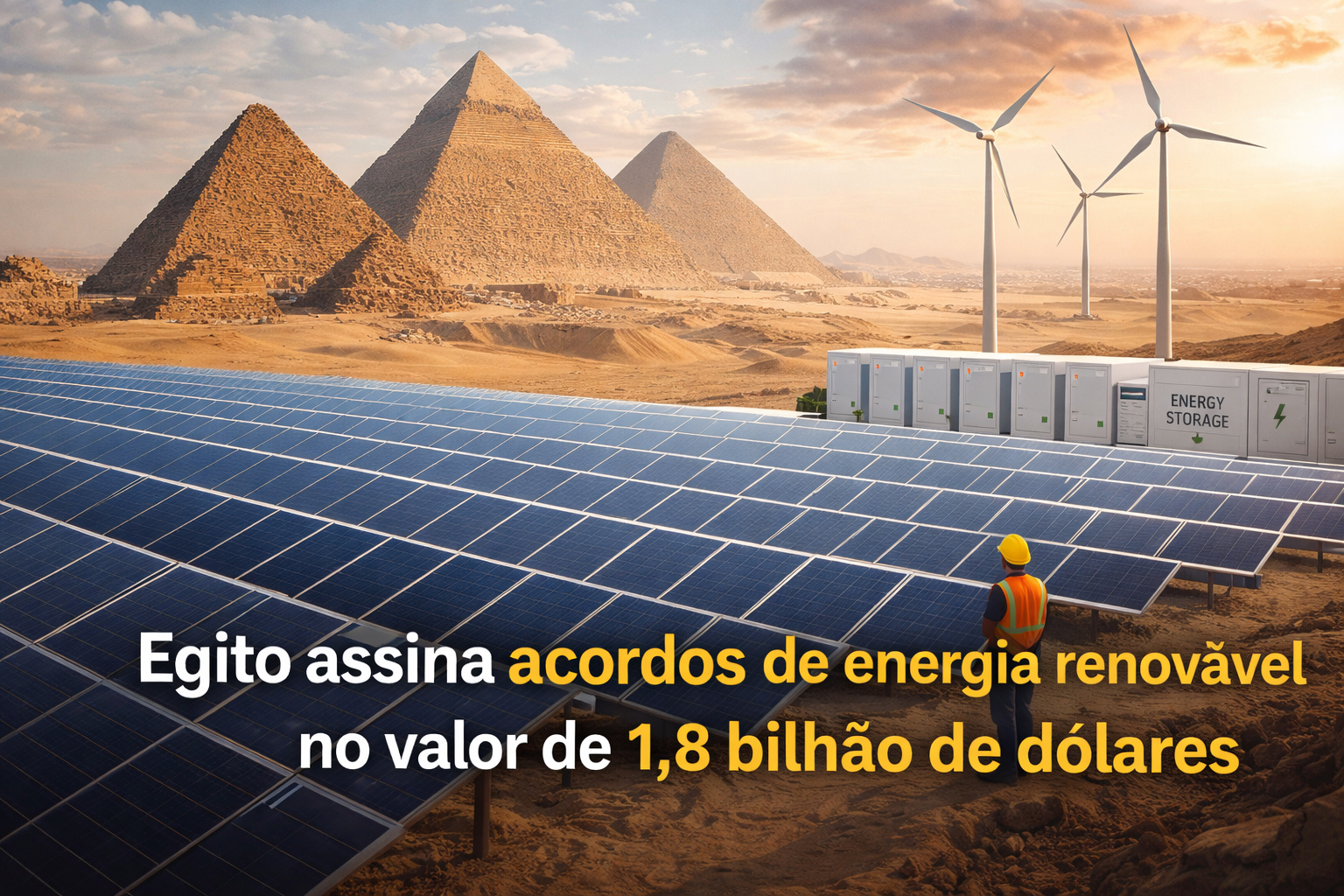 Egito avança em energia renovável com acordos bilionários para ampliar geração limpa